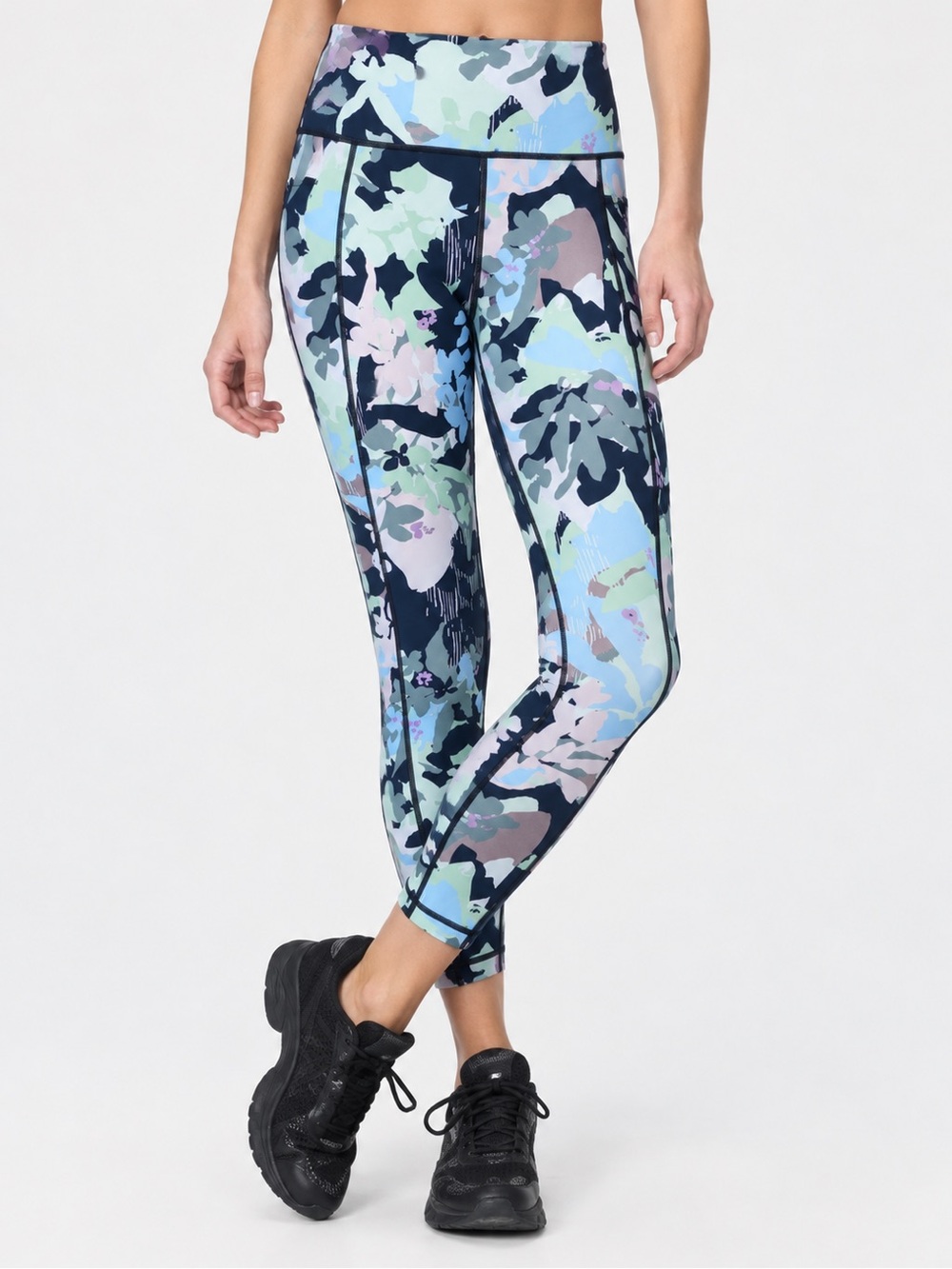 Power UltraSculpt High-Waisted 7/8 Workout Leggings Abstract Floral Size 8